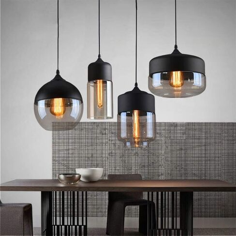 LNPTAL Modern Loft Nordic Pendant Light, Glass Hanging Lamp FixtureAdjustable LED Chandelier for Kitchen Island, Dining Room, Bedroom, Bar Counter(Amber,D) in Saudi Arabia