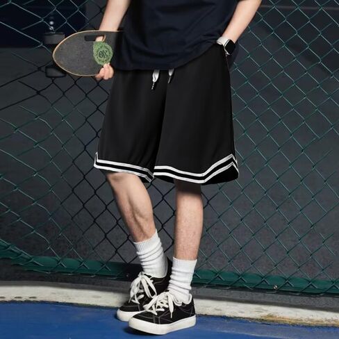 High Performance Athletic and Sports Shorts - Lightweight Ice Silk Material - Comfortable and Versatile Shorts - Black in Saudi Arabia