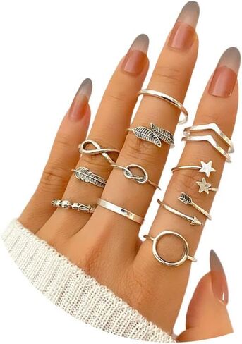 12Pcs Knuckle Rings Sets for Women Stackable Rings,Bohemian Punk Retro Vintage Joint Finger Gold Rings for Women Men Hollow Carved Snake Rings in Saudi Arabia