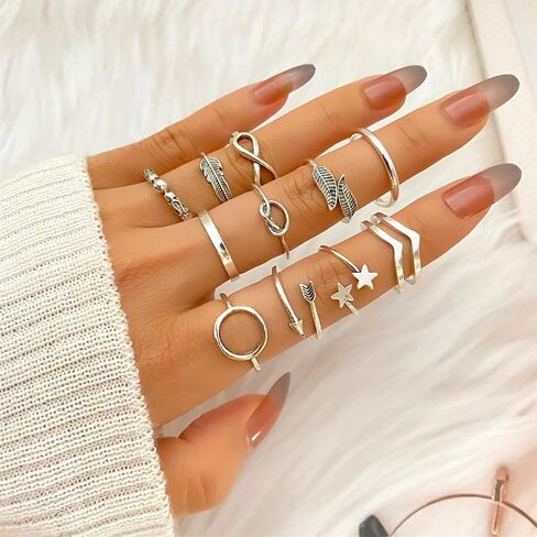 12Pcs Knuckle Rings Sets for Women Stackable Rings,Bohemian Punk Retro Vintage Joint Finger Gold Rings for Women Men Hollow Carved Snake Rings in Saudi Arabia