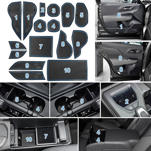 SENSHINE Cup Holder Insert for Toyota Crown Accessories 2023 2024 2025 Center Console Liner Door Pocket Non-Slip Anti Dust Pad Premium Interior 16Pcs Set (Black Trim) in Saudi Arabia