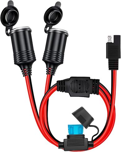 12AWG SAE إلى مقبس ولاعة السجائر أنثى للدراجات النارية، كابل تمديد عالي التحمل 12 فولت - 24 فولت لشواحن البطاريات والملحقات ذات التوصيل السريع العالمي SAE (0.6 متر) in Kuwait