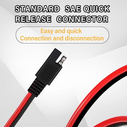 12AWG SAE إلى مقبس ولاعة السجائر أنثى للدراجات النارية، كابل تمديد عالي التحمل 12 فولت - 24 فولت لشواحن البطاريات والملحقات ذات التوصيل السريع العالمي SAE (0.6 متر) in Kuwait