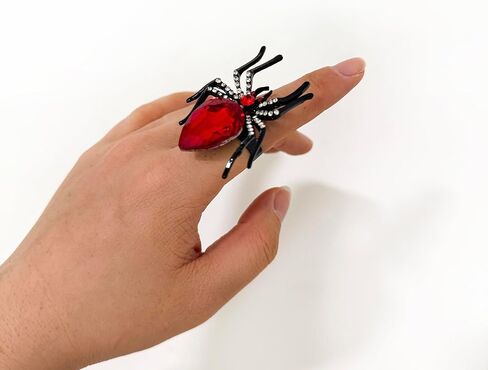 Halloween Rings for Women Gothic Spider Ring Statement Insect Shape Black Rhinestone Ring Adjustable Punk Halloween Costume Party Jewelry Gift in Saudi Arabia