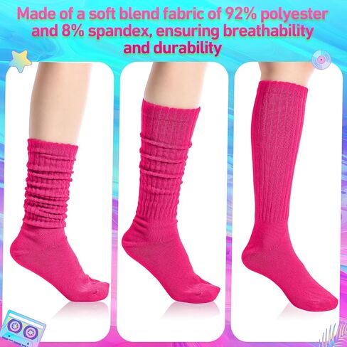 24 Pcs 80s Fancy Dress Costume Accessories for Women Slouch Socks Hair Scrunchies Earrings Heart Glasses for Party in Saudi Arabia