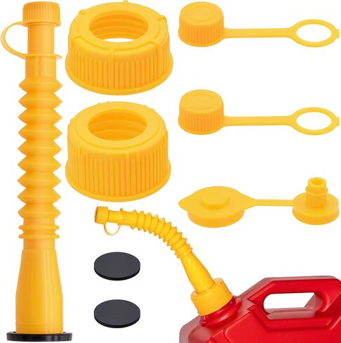 1 Kit Gas Can Spout Replacement Set, Flexible and Retractable Nozzle, Durable Anti-Spill with Screw Collar Caps, Spout Cover, Base Cap, Fit for 1/2/5/10 Gallon Gas Can(Yellow) in Saudi Arabia