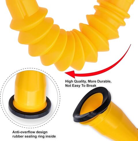 1 Kit Gas Can Spout Replacement Set, Flexible and Retractable Nozzle, Durable Anti-Spill with Screw Collar Caps, Spout Cover, Base Cap, Fit for 1/2/5/10 Gallon Gas Can(Yellow) in Saudi Arabia