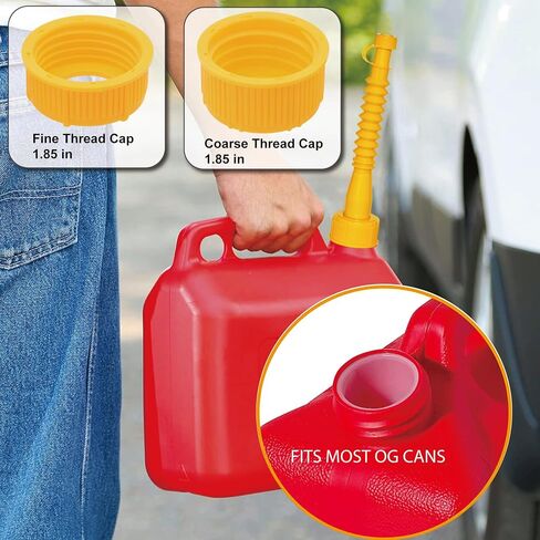 1 Kit Gas Can Spout Replacement Set, Flexible and Retractable Nozzle, Durable Anti-Spill with Screw Collar Caps, Spout Cover, Base Cap, Fit for 1/2/5/10 Gallon Gas Can(Yellow) in Saudi Arabia