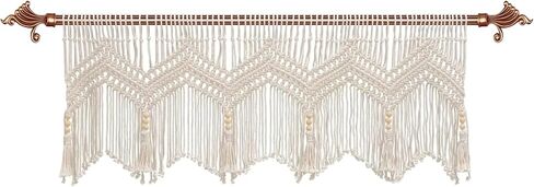 Homaisson Macrame Window Valance, Boho Kitchen Decor, Bohemian Macrame Tapestry, Handwoven Cotton Rope Valance, 52 x 21 in/132 x 54 cm Window Treatment, Creates Cozy Atmosphere in Saudi Arabia