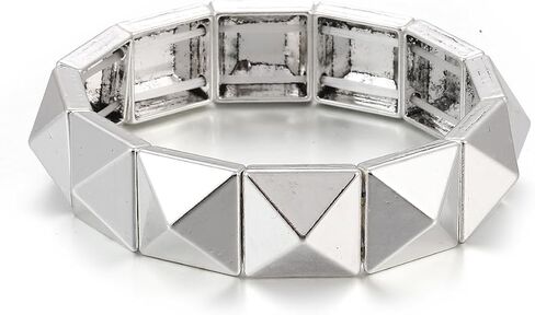 Gothic Square Pyramid Rivets Spike Elastic Bangle Bracelets,Hip Hop Party Rock Boho Women Wristband,Fashion Stretch Punk Jewelry Neon Colors Optional in Kuwait