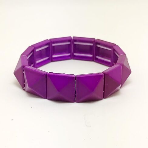 Gothic Square Pyramid Rivets Spike Elastic Bangle Bracelets,Hip Hop Party Rock Boho Women Wristband,Fashion Stretch Punk Jewelry Neon Colors Optional in Kuwait