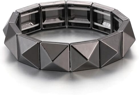 Gothic Square Pyramid Rivets Spike Elastic Bangle Bracelets,Hip Hop Party Rock Boho Women Wristband,Fashion Stretch Punk Jewelry Neon Colors Optional in Kuwait