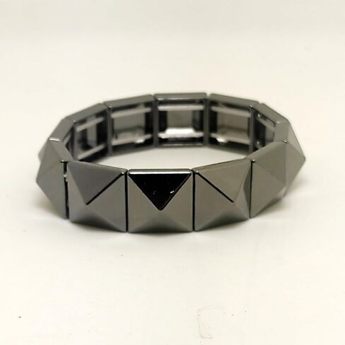 Gothic Square Pyramid Rivets Spike Elastic Bangle Bracelets,Hip Hop Party Rock Boho Women Wristband,Fashion Stretch Punk Jewelry Neon Colors Optional in Kuwait
