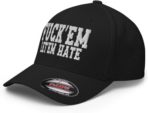 FX Fuck'Em Let'em Hate Fitted Hat Embroidered Curved Bill Mid Crown Closed-Back Structured Twill Cap in Saudi Arabia