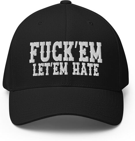 FX Fuck'Em Let'em Hate Fitted Hat Embroidered Curved Bill Mid Crown Closed-Back Structured Twill Cap in Saudi Arabia