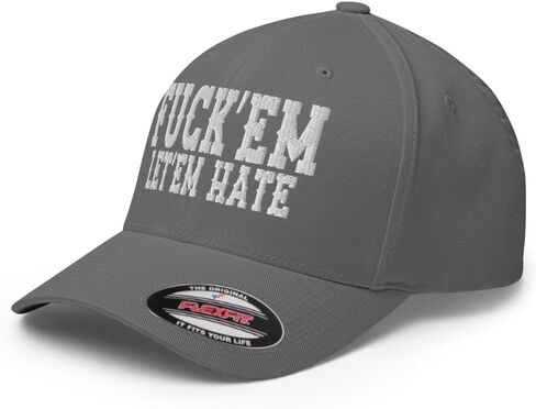 FX Fuck'Em Let'em Hate Fitted Hat Embroidered Curved Bill Mid Crown Closed-Back Structured Twill Cap in Saudi Arabia