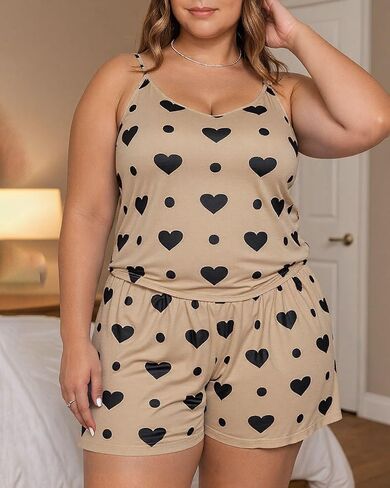 Women's Plus Size Pajama Set Summer Causal Cute Cartoon Print in Saudi Arabia