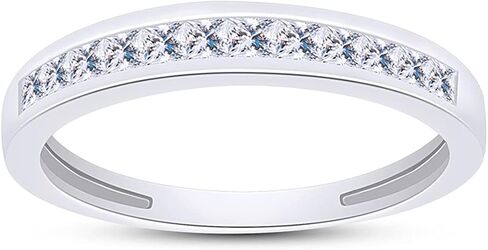1/4 Carat (Cttw) Princess Cut Sparkling White Cubic Zirconia Wedding Band In 14k Gold Over Sterling Silver Jewelry For Women (0.25 Cttw) in Saudi Arabia