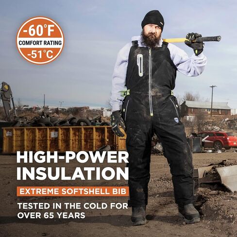 RefrigiWear HiVis Extreme Insulated Softshell Bib Overalls, -60°F Comfort Rating in Kuwait