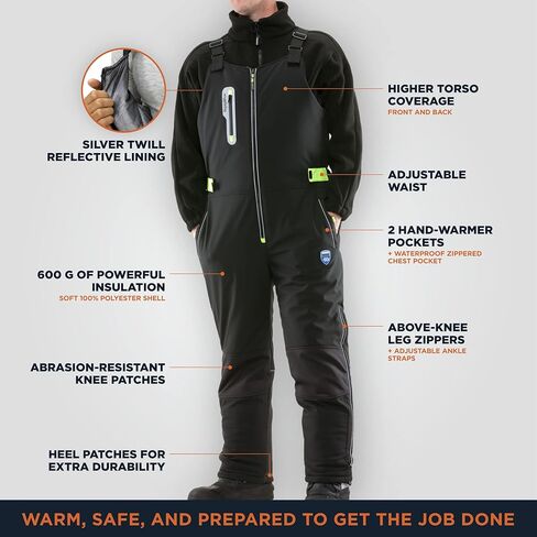 RefrigiWear HiVis Extreme Insulated Softshell Bib Overalls, -60°F Comfort Rating in Kuwait