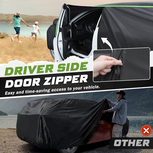 Car Cover for Toyota 4Runner 2002-2024, Full Car Cover All Weather Car Covers for 4Runner, Waterproof Outdoor Cover with Zipper Door Reflective Strips in Kuwait