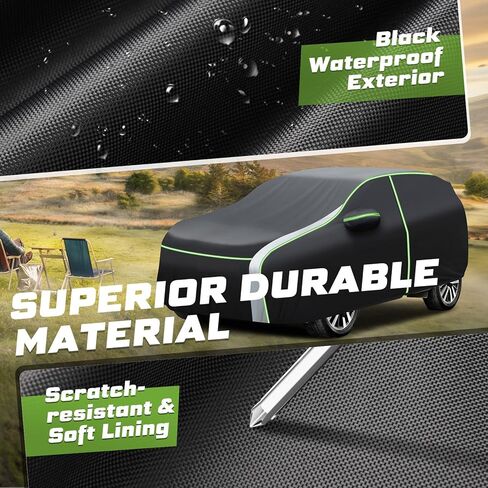 Car Cover for Toyota 4Runner 2002-2024, Full Car Cover All Weather Car Covers for 4Runner, Waterproof Outdoor Cover with Zipper Door Reflective Strips in Kuwait