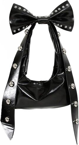 Verdusa Women's Y2K Studded Bow Shoulder Bags Magnet Faux Leather Lightweight Underarm Purses in Saudi Arabia