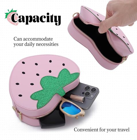 Strawberry Shape Purse Cute Strawberry Shoulder Handbag Fruit Shaped Purse Bag in Saudi Arabia
