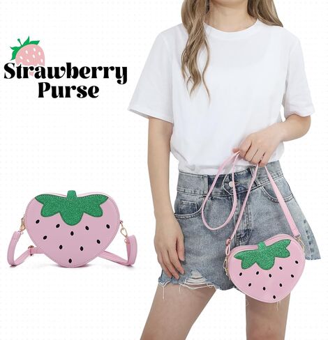 Strawberry Shape Purse Cute Strawberry Shoulder Handbag Fruit Shaped Purse Bag in Saudi Arabia