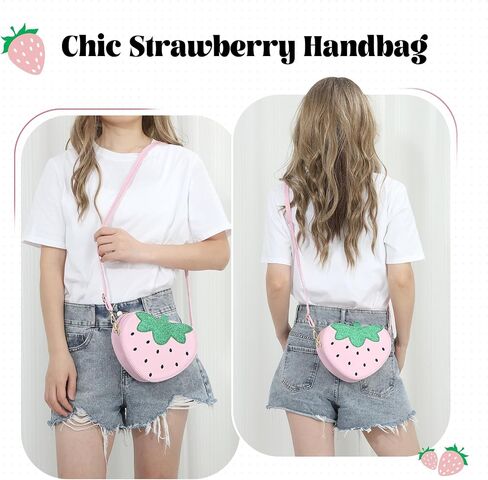 Strawberry Shape Purse Cute Strawberry Shoulder Handbag Fruit Shaped Purse Bag in Saudi Arabia