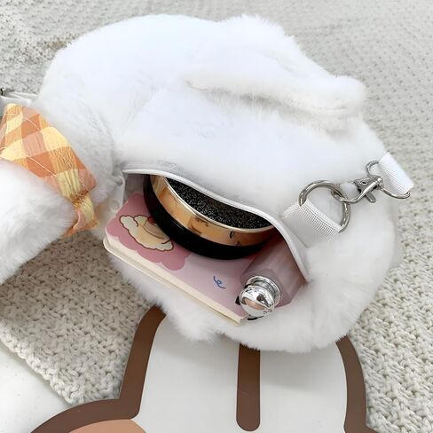 2 Pack Cute Goose Crossbody Bag, Soft Plush Fluffy Animal Shoulder Bag Handbag with Zipper Adjustable Strap, Funny Novelty Fur Duck Tote Purse for Women, Gift in Saudi Arabia