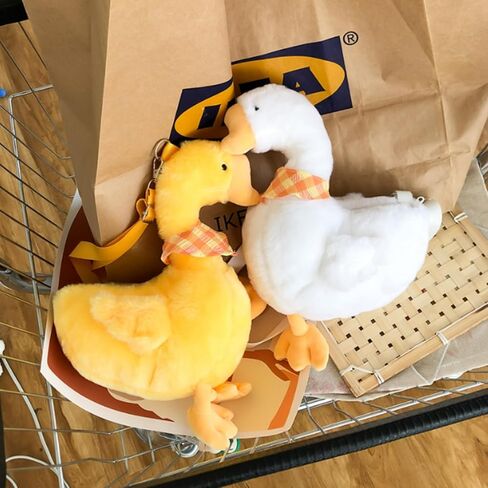 2 Pack Cute Goose Crossbody Bag, Soft Plush Fluffy Animal Shoulder Bag Handbag with Zipper Adjustable Strap, Funny Novelty Fur Duck Tote Purse for Women, Gift in Saudi Arabia