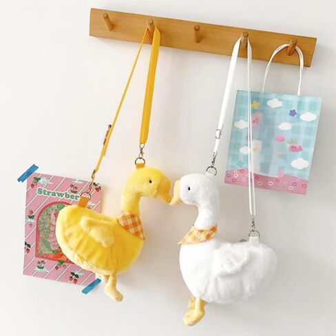 2 Pack Cute Goose Crossbody Bag, Soft Plush Fluffy Animal Shoulder Bag Handbag with Zipper Adjustable Strap, Funny Novelty Fur Duck Tote Purse for Women, Gift in Saudi Arabia