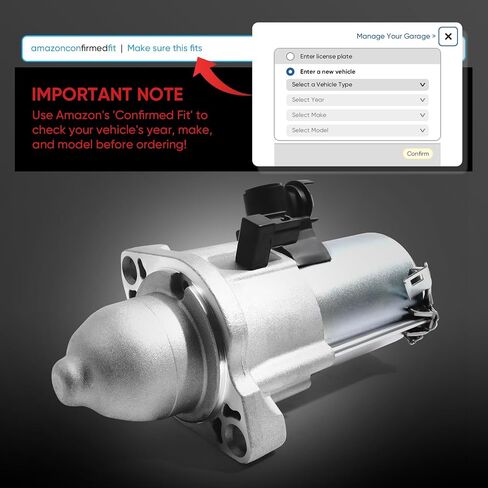 10914 Starter Motor Replacement for Honda Compatible with Accord L4 2.4L 2013-2017, CR-V L4 2.4L 2015-2016, Civic L4 2.0L 2016-2019, OE SM740-09 SM74009 31200-5A2-A51 31200-5A2-A52 191-711 S-80548 in Saudi Arabia