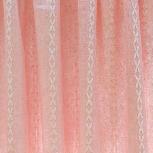 Pink Farmhouse Boho Curtains - 1 Panel Bohemian Short Cafe Window Curtains with Tassels, Semi Blackout Striped Tier and Valance for Kitchen Bathroom, Rod Pocket, Pink, 52" W x 18" L in Saudi Arabia