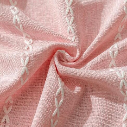 Pink Farmhouse Boho Curtains - 1 Panel Bohemian Short Cafe Window Curtains with Tassels, Semi Blackout Striped Tier and Valance for Kitchen Bathroom, Rod Pocket, Pink, 52" W x 18" L in Saudi Arabia