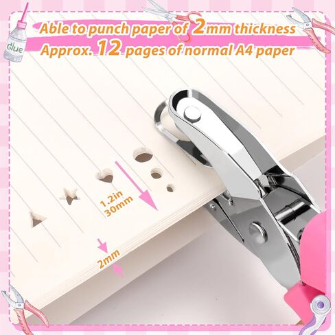 4 PCS 1/4" Hole Punchers for Crafts, Single Hole Punch Shapes with Circle Heart Star Triangle, with Soft-Handled for Binder Scrapbooking Classroom Card Punching Reinforcement Stickers in Kuwait