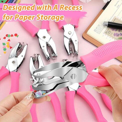 4 PCS 1/4" Hole Punchers for Crafts, Single Hole Punch Shapes with Circle Heart Star Triangle, with Soft-Handled for Binder Scrapbooking Classroom Card Punching Reinforcement Stickers in Kuwait