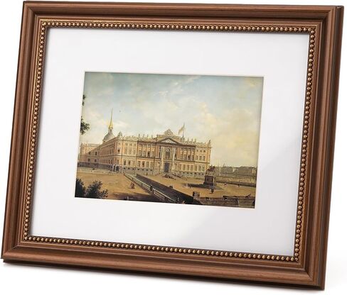 إطار صورة خشبي كلاسيكي مقاس 11 × 14 بوصة، جزء داخلي مزخرف بالخرز، مطفي للصور مقاس 8 × 10، عرض عمودي أو أفقي، نحاس بني مصقول in Kuwait