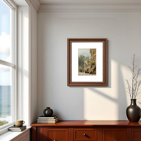 إطار صورة خشبي كلاسيكي مقاس 11 × 14 بوصة، جزء داخلي مزخرف بالخرز، مطفي للصور مقاس 8 × 10، عرض عمودي أو أفقي، نحاس بني مصقول in Kuwait