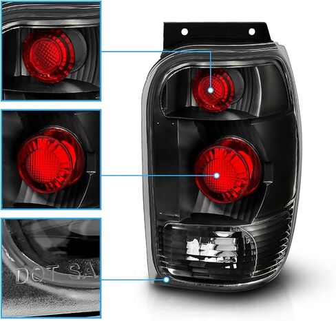 AmeriLite Black Smoke Replacement Brake Tail Lights For 98-01 Ford Explorer - Passenger and Driver Side in Saudi Arabia