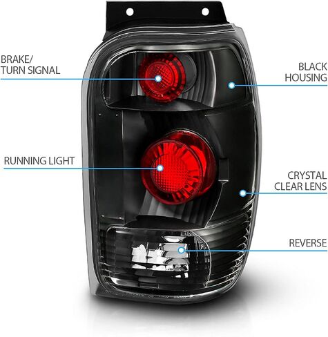 AmeriLite Black Smoke Replacement Brake Tail Lights For 98-01 Ford Explorer - Passenger and Driver Side in Saudi Arabia