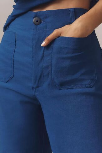 Women's Wide Leg Pants High Waisted Loose Fit Cropped Hem Trousers with Pockets Casual Work Business Pants in Saudi Arabia