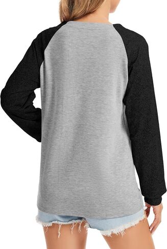 ETATNG Womens Baseball Mom Shirt Long Sleeve Loose Comfy Patchwork Raglan Baseball Tees Tops in Saudi Arabia