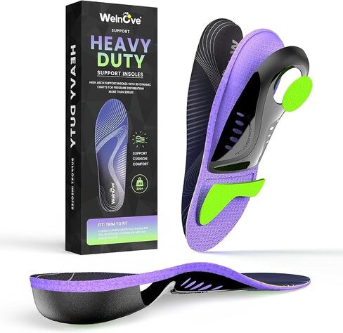 Work Boot Insoles for Standing All Day - Welnove 220 LBS Heavy Duty High Arch Support Orthotic Inserts for Plantar Fasciitis,Flat Feet,Foot Pain,Anti Fatigue Work Orthotic Insoles for Men Women,M in Kuwait