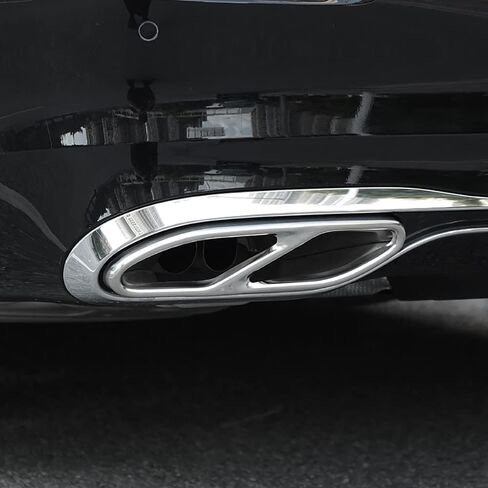 2Pcs Stainless Steel Tail Throat Exhaust Pipes Frame Tailpipe Trim Decoration for Mercedes-Benz S Class W223 S450 S560 S500 S580 S63 AMG S580e Exterior Accessory (Silver) in Saudi Arabia