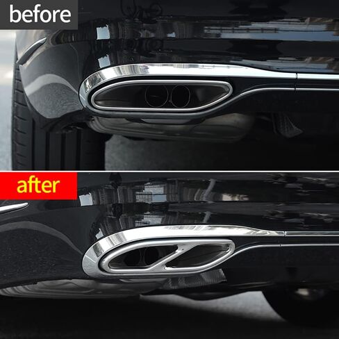 2Pcs Stainless Steel Tail Throat Exhaust Pipes Frame Tailpipe Trim Decoration for Mercedes-Benz S Class W223 S450 S560 S500 S580 S63 AMG S580e Exterior Accessory (Silver) in Saudi Arabia