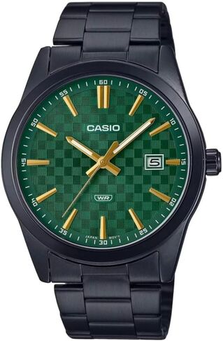 Casio MTP-VD03B-3A Men's Standard Black IP Stanless Steel Green Dial 3-Hand Analog Watch in Saudi Arabia