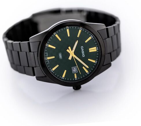 Casio MTP-VD03B-3A Men's Standard Black IP Stanless Steel Green Dial 3-Hand Analog Watch in Saudi Arabia