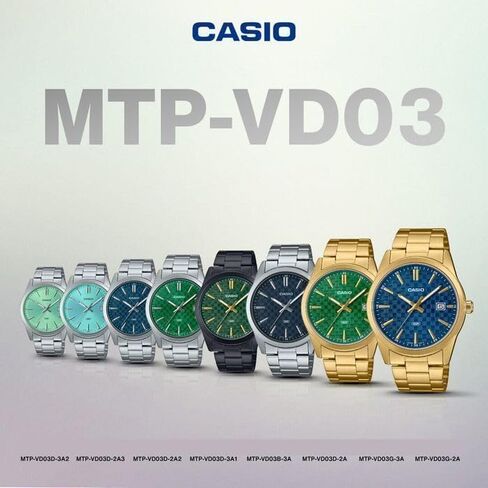 Casio MTP-VD03B-3A Men's Standard Black IP Stanless Steel Green Dial 3-Hand Analog Watch in Saudi Arabia